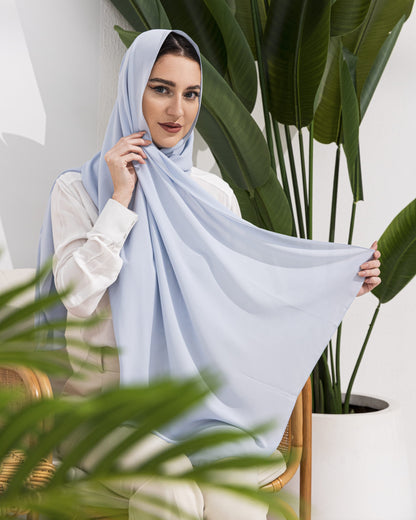 Sheila Scarf – Pale  Blue Crepe