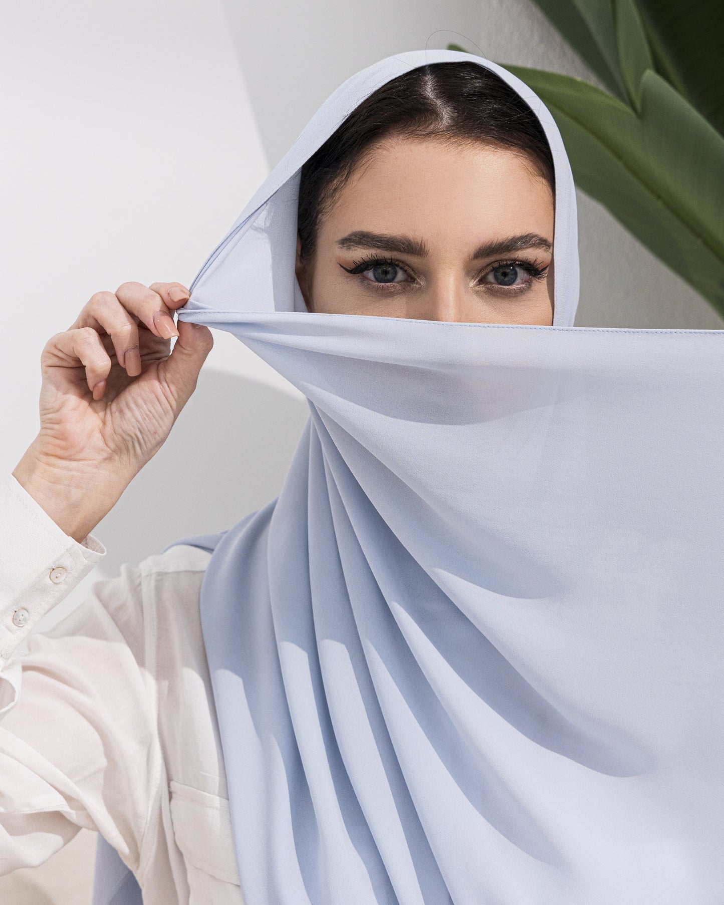 Sheila Scarf – Pale  Blue Crepe