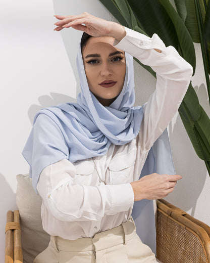 Sheila Scarf – Pale  Blue Crepe