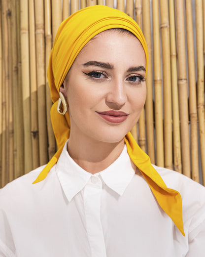 Two tail turban – Radiant Ruby Wraps - Yellow