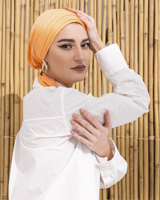 Two tail turban – Radiant Citrus Wraps - Orange