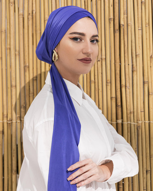 Cross front turban – The Opal Overlay - Blue